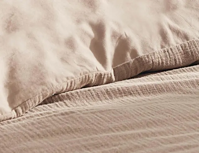 Σετ King Size Παπλωματοθήκη & 2 Μαξιλαροθήκες Angelia Douceur d'intérieur από βαμβάκι 57TC, με διαστάσεις 240x260cm - Sand 1644709 2