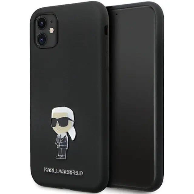Karl Lagerfeld Ikonik Metal Pin Back Cover Μαύρο (iPhone 11)