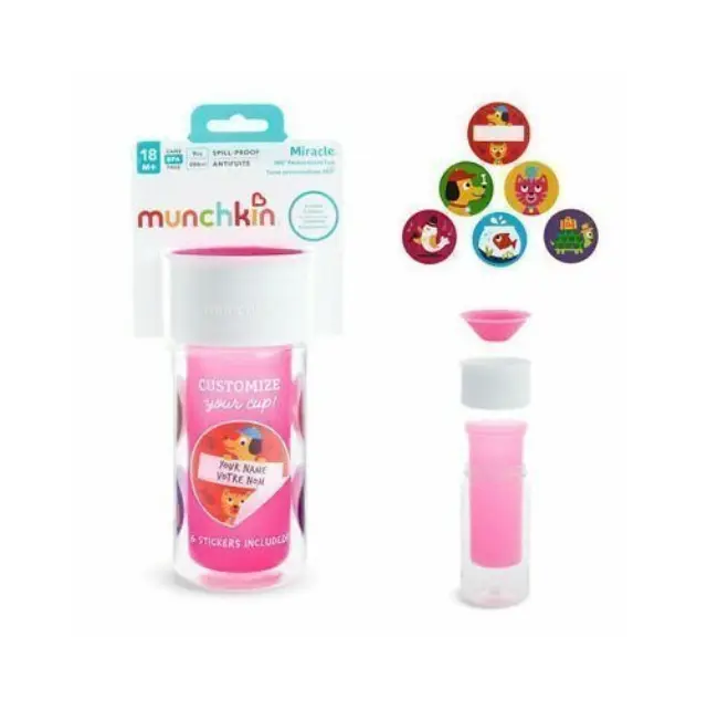 Munchkin Miracle 360° Insulated Sticker Sippy Cup Κύπελλο (18m+) 266ml - Ροζ 2