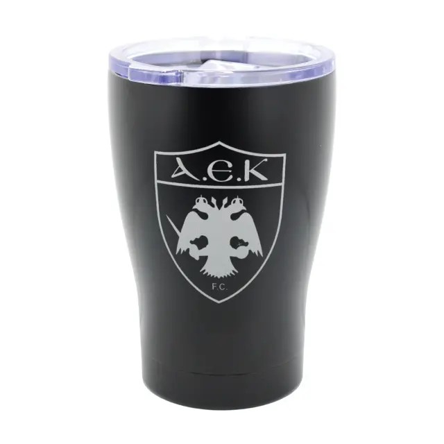 BMU Sports Ανοξείδωτο Ποτήρι Θερμός 350ml με Καλαμάκι / Coffee Thermos Mug: ΑΕΚ