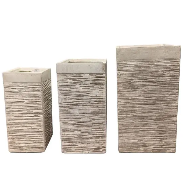 Κασπώ fiberclay σετ 3 τετραγ. μπεζ 64x34cm/57x28cm/50x23cm Espiel LOF119