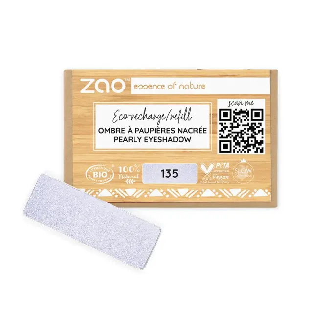 Zao Organic Eyeshadow Rectangle Pearly Refill - Βιολογική Pearly Σκιά Ματιών (Ανταλλακτικό) - Zao 135 Lilac