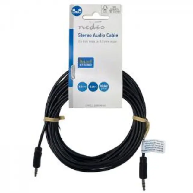 Καλώδιο ήχου 3,5mm αρσ. Stereo - 3,5mm αρσ. Stereo, 5m σε μαύρο χρώμα. 3