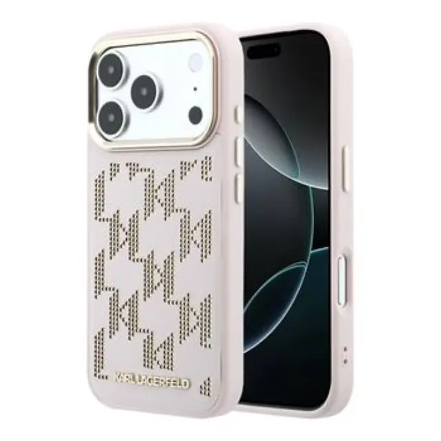 Karl Lagerfeld PU Perforated Monogram MagSafe Case for iPhone 17 Pro Max Pink