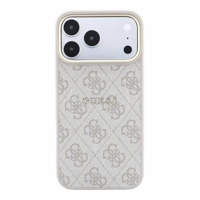 Guess PU Leather 4G Gold Frame Embossed MagSafe Case for iPhone 18 Pro Max Pink 3