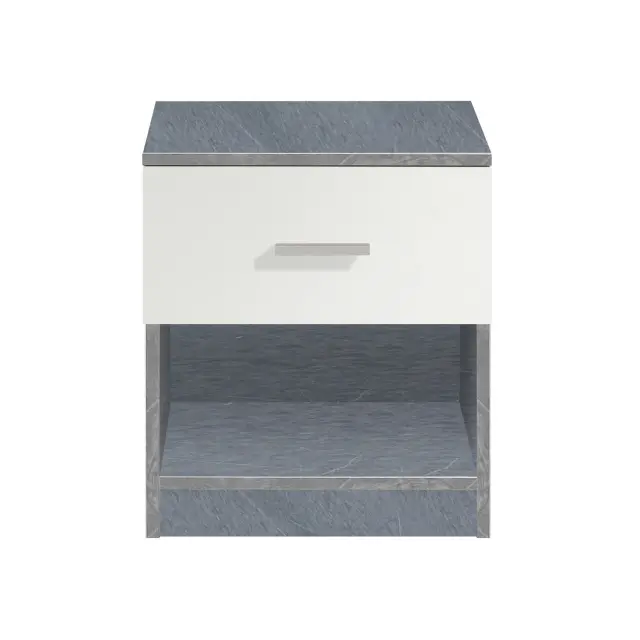 Κομοδίνο Como Unihome με cement και συρτάρι σε λευκό χρώμα 40x32x48εκ 2