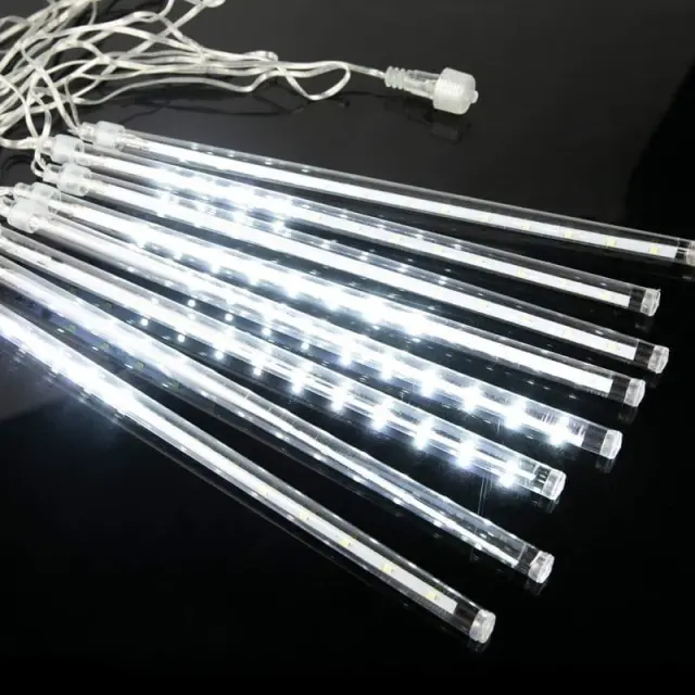 Χριστουγεννιάτικη LED Βροχή Μετεωριτών 8τμχ x 50cm Ψυχρός Φωτισμός - Σταγόνες Σταλακτίτες - Christmas fallnig rain 082348 2