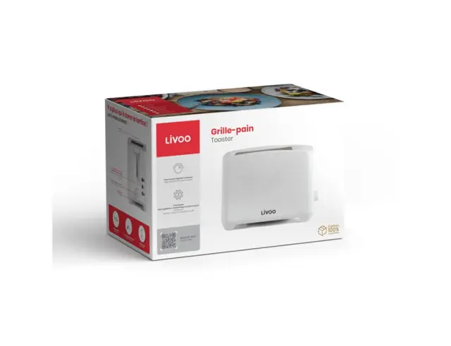 Φρυγανιέρα Livoo DOD162W με ισχύ 750W και χωρητικότητα 2 φέτες ψωμιού - White DOD162W 3