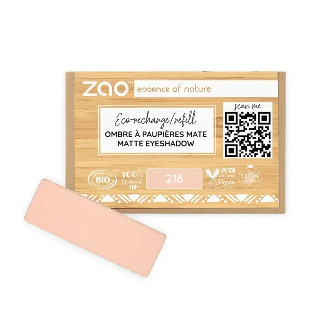 Zao Organic Eyeshadow Rectangle Matte – Βιολογική Ματ Σκιά Ματιών (Ανταλλακτικό) - 218 Apricot Nude Matte