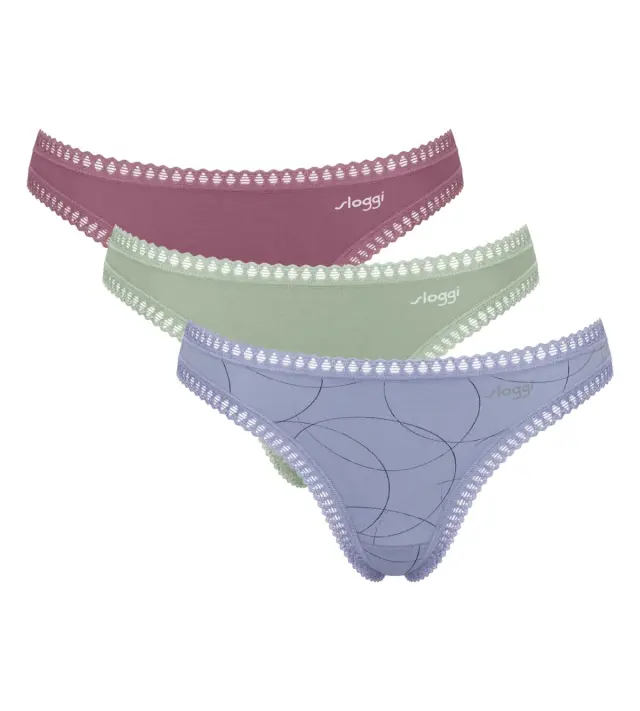 Sloggi Βαμβακερά Σλιπ Go Crush H String C3P Συνδυασμός Μέντα 3-Pack - S 3