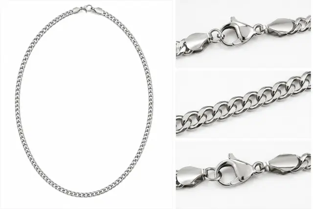 Ghetto Silver Chain Necklace 50cm 3
