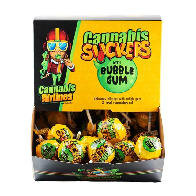 Cannabis Airlines - Cannabis Suckers Lollipops με τσίχλα χωρίς THC - 1τμχ - 25gr