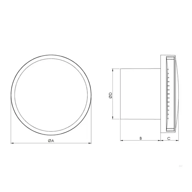 Europlast EAT125A - Εξαεριστήρας μπάνιου στρογγυλός με κάλυμμα, Ανθρακί 2
