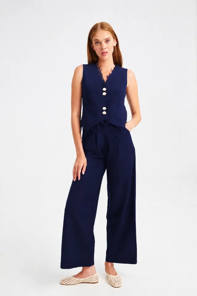 Λινή Παντελόνα Wide Leg REGINE TROUSER - XS