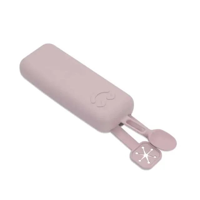 Interbaby Σετ Κορδέλα Στήριξης Σαλιάρας Σιλικόνης και Κουτάλι Σιλικόνης με Θήκη Dark Pink SI012-66 3