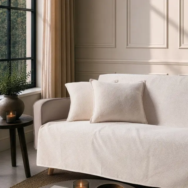 Μαξιλαροθήκη Αδιάβροχη Pearl 01 Ivory TEORAN 45x45cm με γέμιση 3