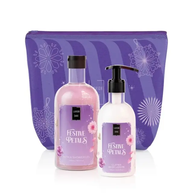 Lavish Care Promo Festive Petals Bath & Shower Gel Αφρόλουτρο 500ml & Glitter Body Lotion Ενυδατική Λοσιόν Σώματος, 300ml & Νεσεσέρ