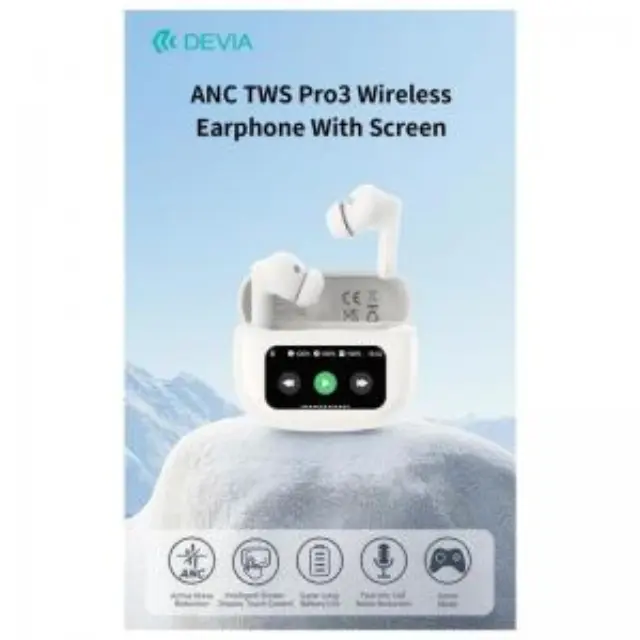 True Wireless Ακουστικά Bluetooth Devia EM405 ANC Pro3 με Οθόνη Λευκό N68833 3