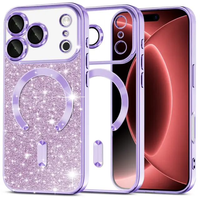 Techsuit® Luxury Glitter MagSafe για iPhone 18 Pro Max / iPhone 17 Pro Max – Light Purple