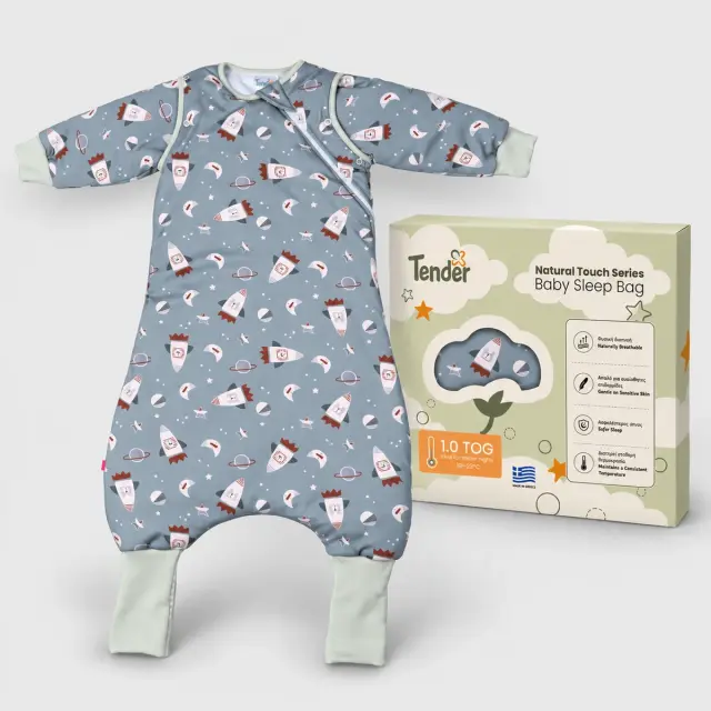 Tender Natural Touch Flex Υπνόσακος με Πόδια και Αποσπώμενα Μανίκια 1.0 Tog Rockets Sage Green