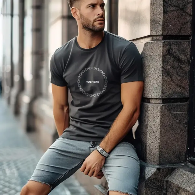T-shirt Noshame® Ανθρακί με τύπωμα - 122406 - XXL