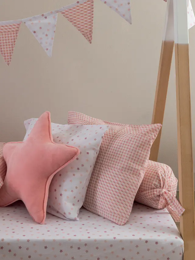 Ζεύγος Μαξιλαροθήκες bebe 40x50 Palamaiki ΒΒ100 Rose Καρώ 2