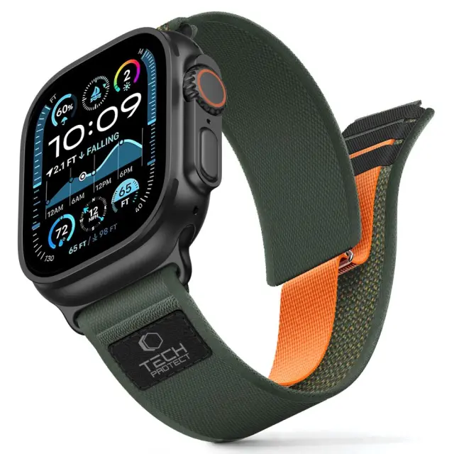 Tech-protect Nylon Elite Apple Watch 8 / 9 / 10 / 11 / 12 / Se / Ultra (44 / 45 / 46 / 49 Mm) Green/orange