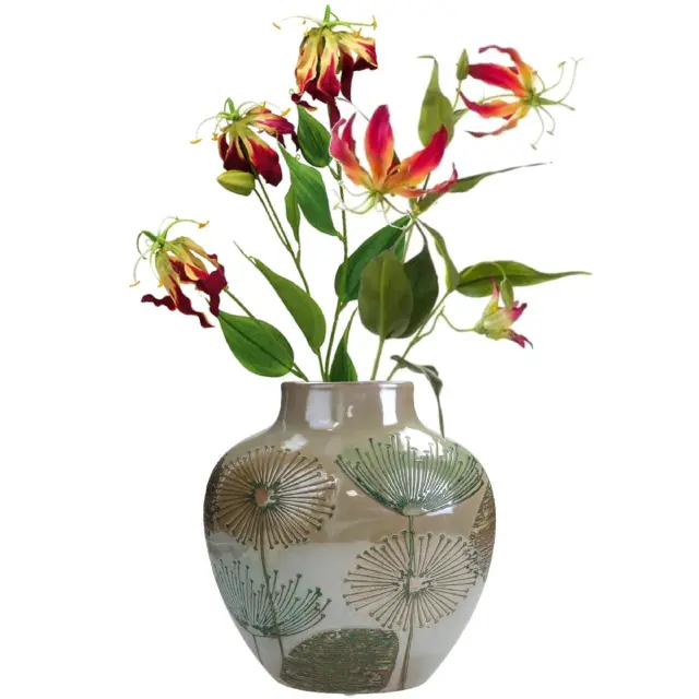 Βάζο Οβάλ Taupe Κεραμικό 23x12x24cm 2