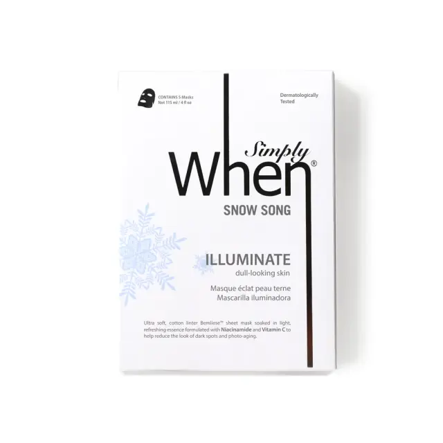 Simply When Brightening Snow Song Ultra-Soft Cotton Linter Facial Sheet Mask (5 Pack)