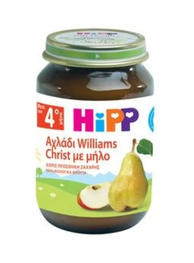 HIPP Bρεφική Φρουτόκρεμα Αχλάδι Williams Christ και Μήλο απο τον 5o μηνα - Βαζακι 190gr
