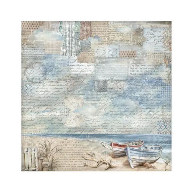 Τυπωμένο ύφασμα Stamperia, 30x30cm, 4 τεμ, Silent Sea 2