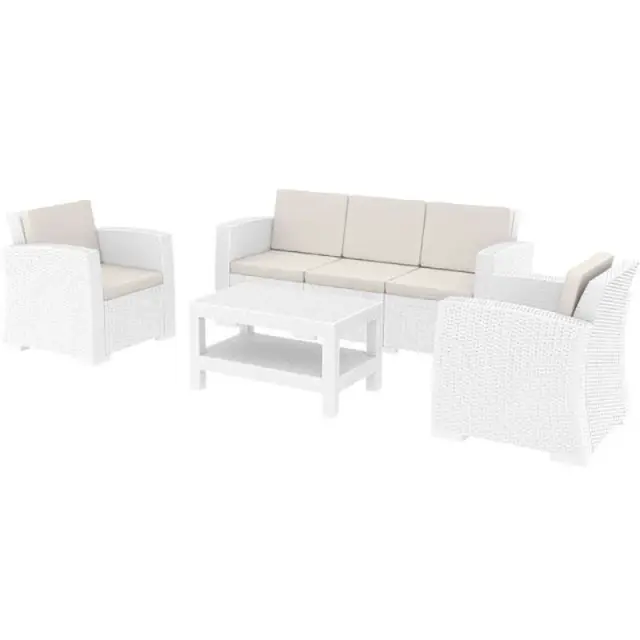 Σετ Σαλόνι-Καθιστικό MONACO Λευκό PP 198x79x79/82x79x79/92x57x45cm