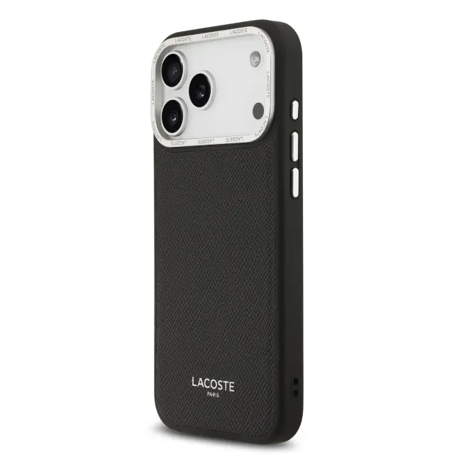 Lacoste PU Leather Champs Elysees MagSafe Case for iPhone 17 Pro Max Black 2