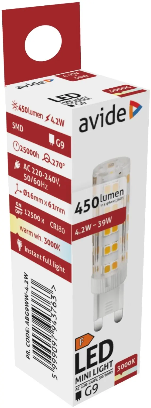 Avide LED G9 4.2W Θερμό 3000K 15.001.1149