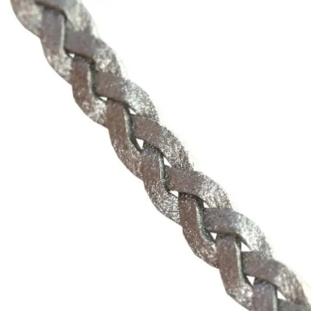 Κορδόνι Δερμάτινο Πλεγμένο Flat Silver 5.5x1.5mm ~1m