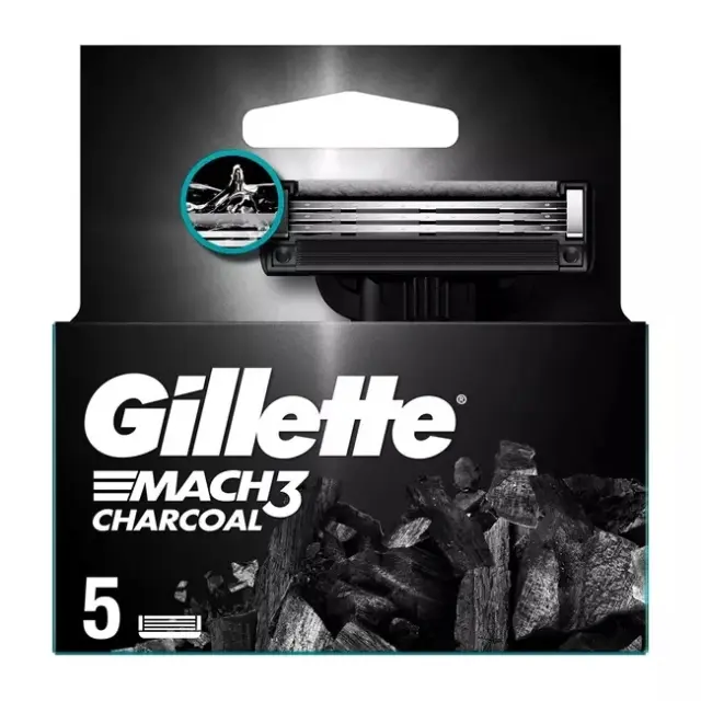 Gillette Ανταλλακτικές Κεφαλές Ξυριστικής Μηχανής Mach3 Charcoal 5τμχ