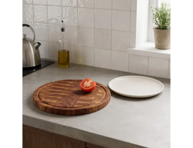 Ξύλινη επιφάνεια κοπής και σερβιρίσματος Excellent Houseware από Ξύλο Teak με διαστάσεις 28x28x2cm 210001330