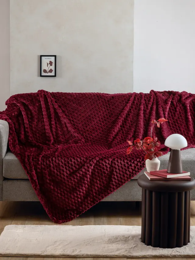 Κουβέρτα Fleece Palamaiki Aster Wine - Μονή 160 x 220