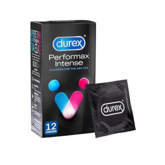 DUREX Προφυλακτικά Με Κουκκίδες, Ραβδώσεις και Επιβραδυντικό Τζελ Performax Intense Κανονική Εφαρμογή 12 τεμάχια