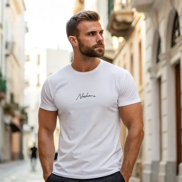 T-shirt Noshame® Λευκό με μαύρο τύπωμα - 112570 - XXL