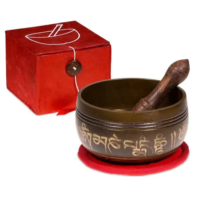 Gift Set Μπολ Διαλογισμού – Tibetan Singing Bowl Ohm Red 8cm