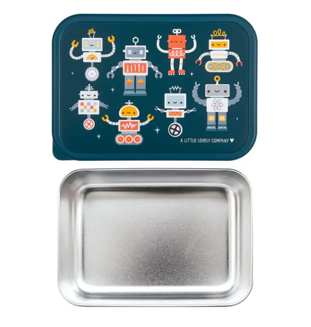 A Little Lovely Company Ανοξείδωτο Δοχείο Φαγητού Lunch Box 900ml - Robots LBSSRO59 3