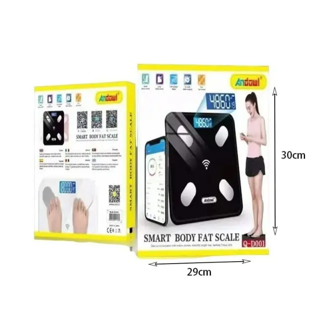 Andowl Q-D001 Smart Ζυγαριά με Λιπομετρητή σε Μαύρο χρώμα - Body scale z774121 3