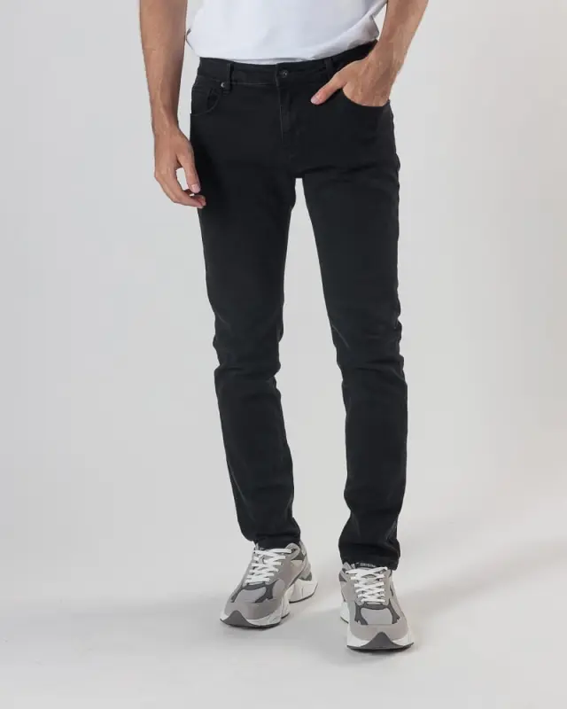 Devergo Ανδρικό DEAN 24904 Τζιν Βαμβακερό Παντελόνι Straight-Fit – Black - 38