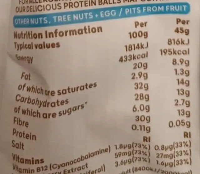 The Protein Ball Co. Whey Protein Balls Peanut Butter, Μπάλες Πρωτεΐνης με Γευση Φυστικοβούτυρο, 45gr 3