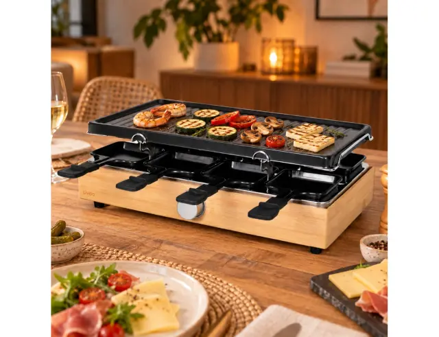 Γκριλιέρα Raclette Livoo DOC336 με ρυθμιζόμενο θερμοστάτη, ισχύ 1400W και επιφάνεια ψησίματος 42x23cm - Black DOC336