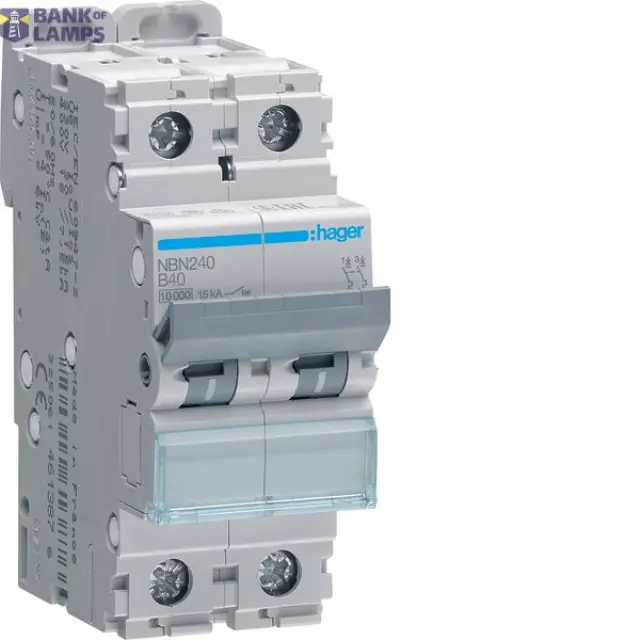 Miniature Circuit Breaker 2P, 10 kA/15 kA B-40 A, 2M