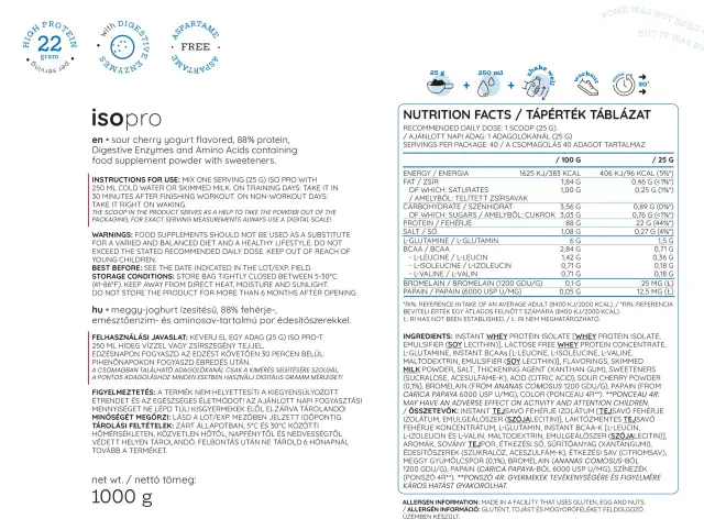 Nutriversum Iso Pro Sour Cherry Yogurt, 1000 g 2