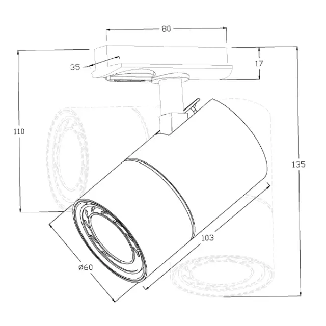 ΣΠΟΤ ΡΑΓΑΣ 2 ΓΡΑΜΜΩΝ GU10 Φ60x100mm ΜΑΥΡΟ Μαύρο 3
