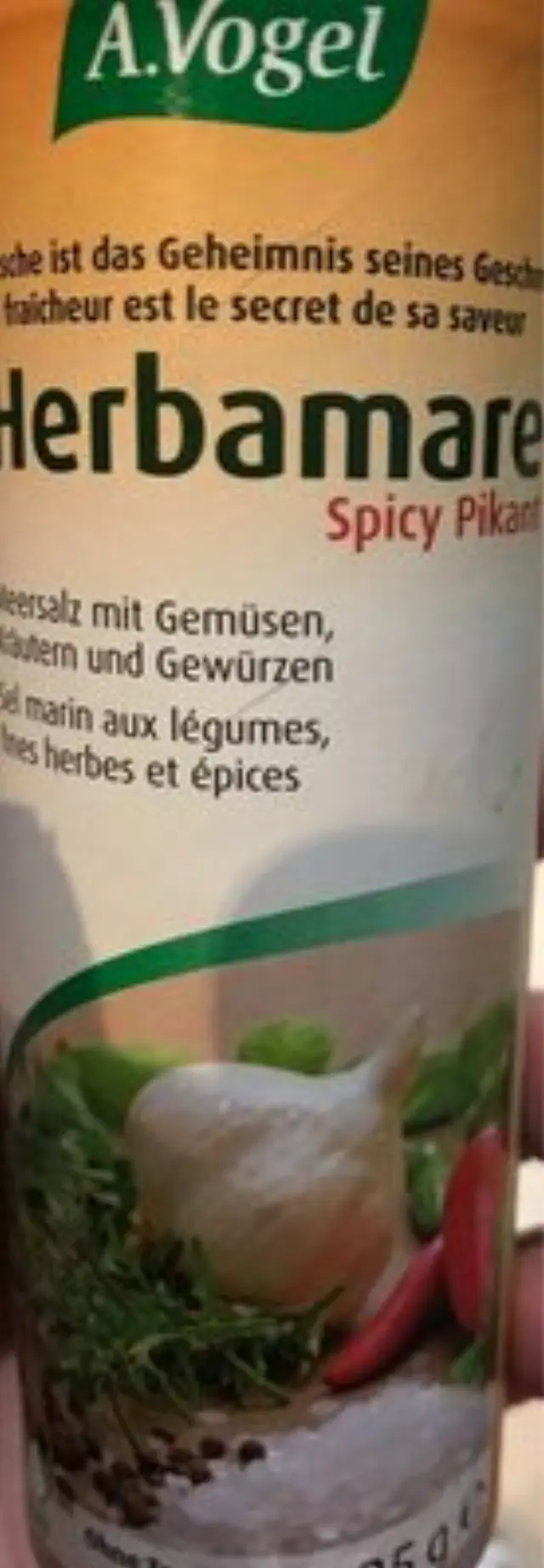 A.VOGEL Herbamare Spicy Θαλασσινό Αλάτι με Τσίλι, Λαχανικά, Βότανα και Φύκη του Ωκεανού 125gr